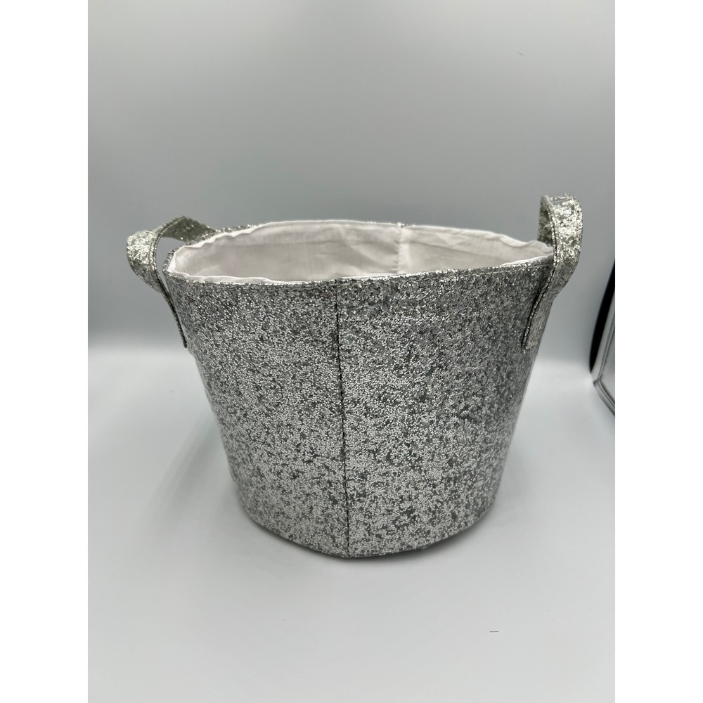 Glitter Storage Basket Kids Small Silver NWOT Shimmer Bin